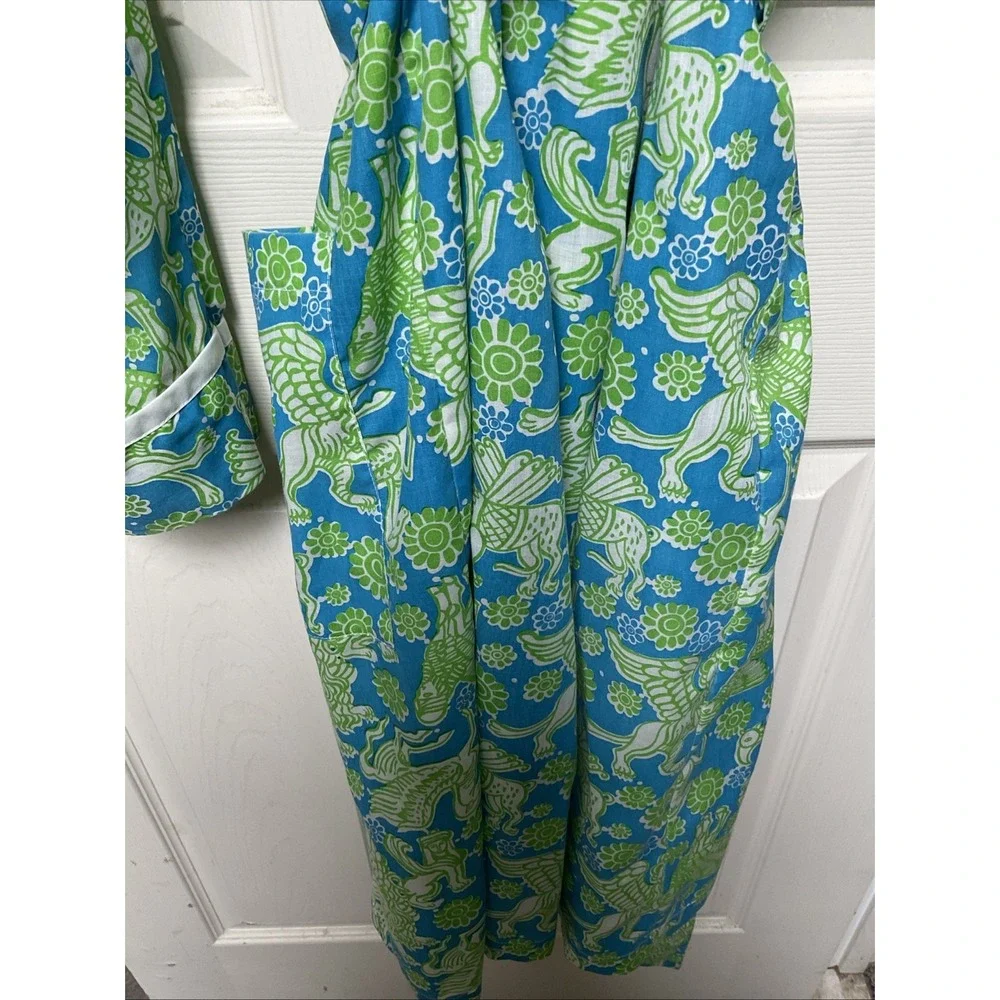 Rare 1960s Lilly Pulitzer Men's Stuff Bathrobe Size XL Mythological Palm Beach
